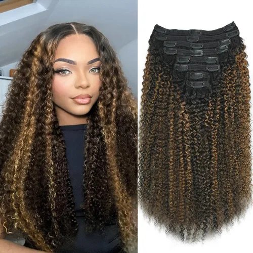 Miniatura 32 de Extensiones de cabello con clip de 12 pulgadas, rizado birmano, negro natural, extensiones de cabello con clip rizado birmano, cabello humano real