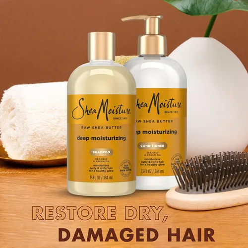 Miniatura 4 de Shea Moisture champú de manteca de karité de 13 oz y acondicionador fortalecedor 13 oz