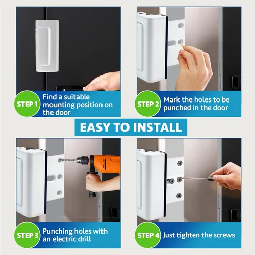 Miniatura 5 de Dwell+Good Cerraduras de Puerta (Paquete de 2) - Fáciles de Instalar Cerraduras de Puerta de Seguridad de Aluminio para el Hogar para Puerta Blanco