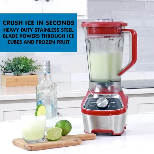 Miniatura 4 de Kenmore - Batidora eléctrica para batidos, trituradora de hielo y función de pulso, jarra de plástico Tritan resistente con 6 velocidades, Rojo