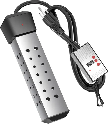 Calentador de agua de inmersión portátil de 2000 W con termostato integrado y arranque retardado, calentamiento rápido para cubos, bañeras, bañera