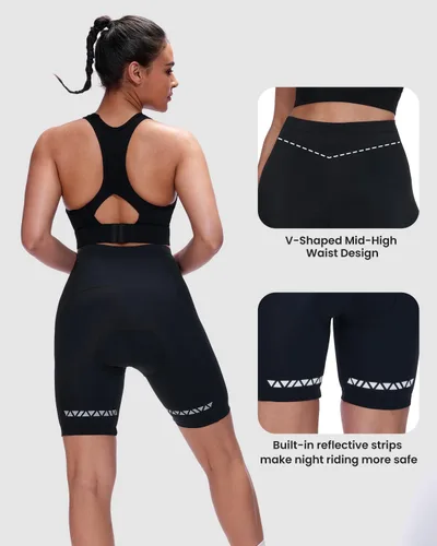 Miniatura 5 de Sportneer Pantalones cortos de ciclismo acolchados para mujer, pantalones cortos de ciclismo para mujer, acolchado de gel 4D para bicicleta