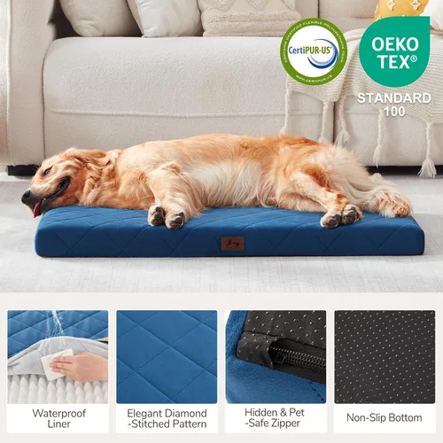 Miniatura 3 de Tapete ortopédico XL para perros extra grandes, cama impermeable para perros con funda extraíble, cama lavable para mascotas, 41 x 28 pulgadas,