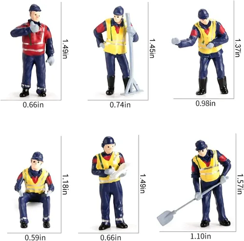 Miniatura 2 de 6 figuras de personas pequeñas a escala 1/50, pequeñas personas, trabajadores de la construcción, mantenimiento, mini muñecas para vehículos