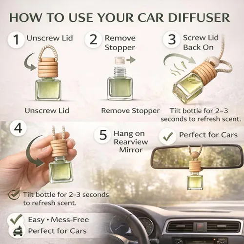 Miniatura 8 de The Blooming Cactus & Co. - Difusor para coche con recarga incluida Fragancia para coche en movimiento Ambientador para coche colgante