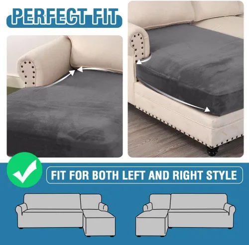 Miniatura 6 de H.VERSAILTEX - Funda de chaise individual de terciopelo elástico, fundas para sofá modular para sofá en forma de L a la izquierda/derecha, protector