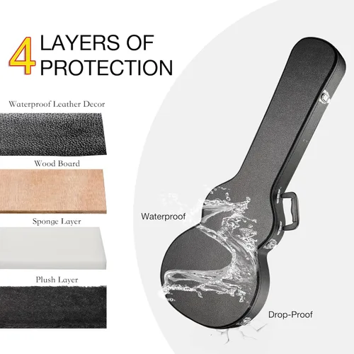 Miniatura 8 de ZeHuoGe Electric Guitar Case For Les Paul Electric Guitar Hard-Shell Case With Lock PU Wood Molded Handle US Delivery (For LP Guitar)