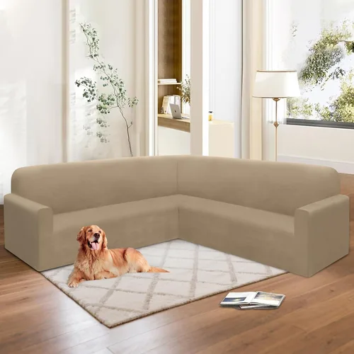 Miniatura 83 de HDCAXKJ Fundas de sofá seccional de esquina de terciopelo elástico en forma de L, juego de fundas deslizantes suaves y gruesas en forma de U