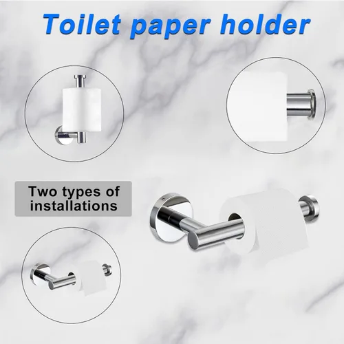 Miniatura 3 de Cilee Juego de 8 piezas de accesorios de baño de cromo pulido, barra de toalla de baño de 24 pulgadas, anillo de toalla, soporte para papel