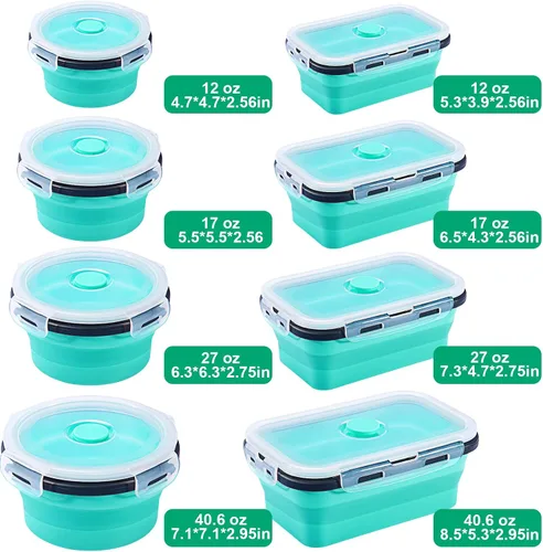 Miniatura 3 de Sudaya Paquete de 16 Recipientes de Almacenamiento de Alimentos Plegables con Tapas, Juegos de Recipientes de Almacenamiento Plegables Tazones