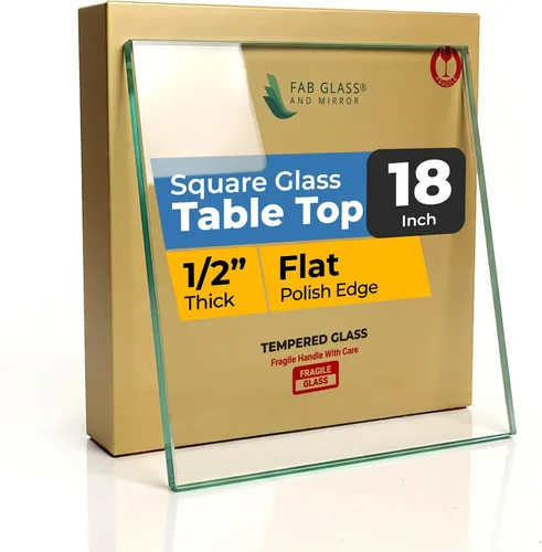Miniatura 28 de Tablero de vidrio templado transparente de 10 pulgadas cuadradas con borde biselado de 1/2 pulgada de espesor para mesas de comedor, de café