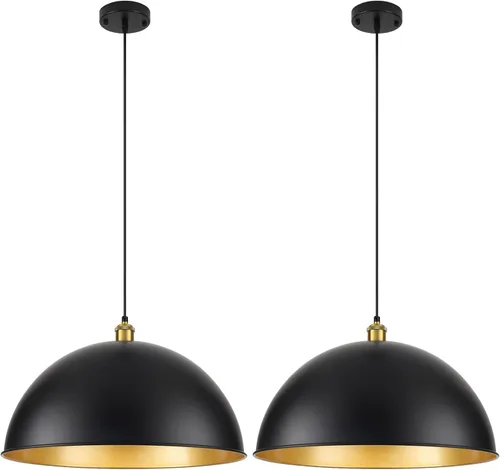Miniatura 9 de Luces colgantes doradas, lámpara colgante de granja de 11.8 pulgadas para isla de cocina, lámparas colgantes vintage para comedor, sala de estar