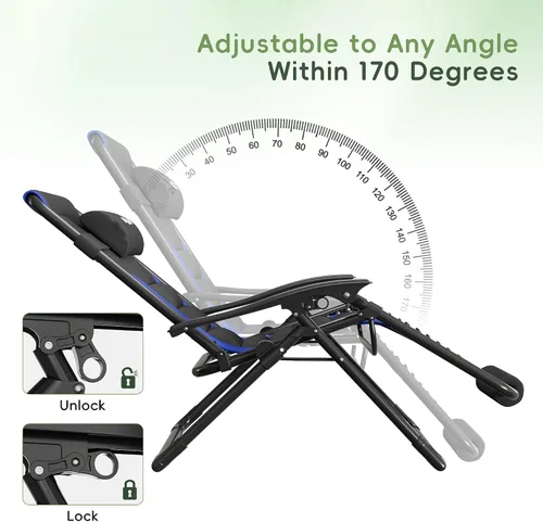 Miniatura 6 de Amopatio XL Padded Zero Gravity Chairs Foldable Zero Gravity Lounge Chair Outdoor Portable Reclining Chair with Removable Cup