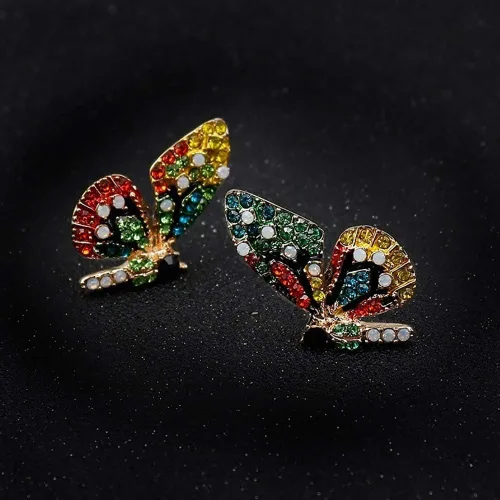 Miniatura 8 de ShiYsRL - Juego de pendientes de perlas de cristal para mujer, diseño de mariposas, multicolor