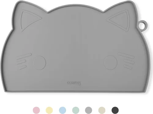 Miniatura 10 de Coomazy Tapete de alimentación para gatos y perros, tapete de silicona antideslizante más grueso con borde elevado, impermeable para alimentos