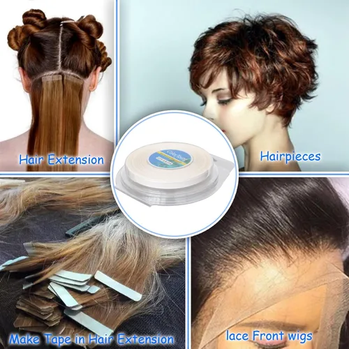 Miniatura 6 de 5/16"(0.8cm)*12 yardas Cinta para extensiones de cabello con cinta adhesiva de doble cara para extensiones de cabello (blanco)