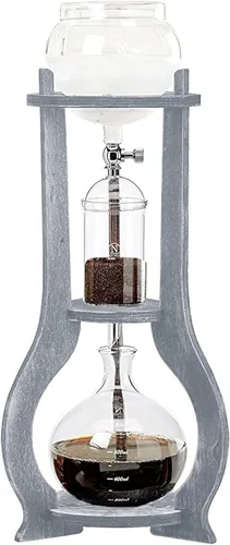 Nispira Cafetera de café helado en torre de goteo de café frío de madera, 6-8 tazas, gris