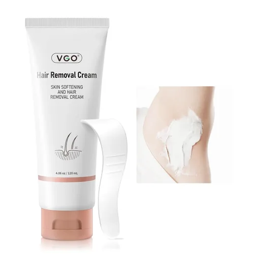 VGO Crema depilatoria sin dolor para mujeres y hombres, crema depilatoria para cuerpo, espalda y piernas, todo tipo de piel, 4.06 onzas con espátula