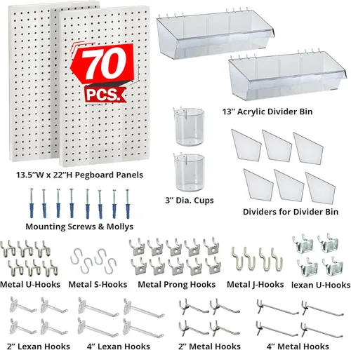 Miniatura 2 de Azar organizador para habitación con panel perforado Blanco