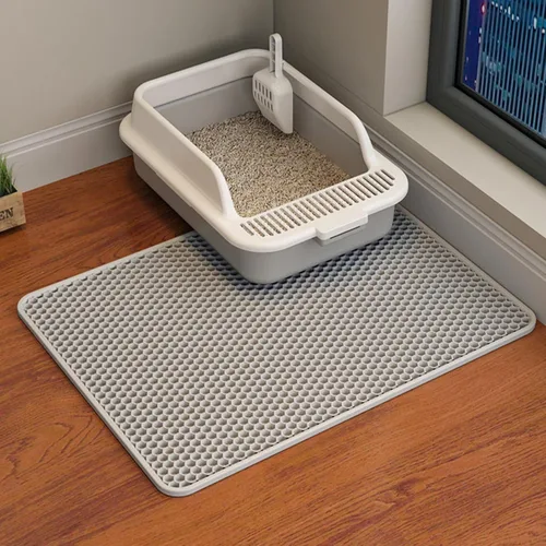 Miniatura 9 de HCY&WLD Tapete para arena de gatos, 45x26/35x24/30x22/24x18 pulgadas, tapete de doble capa para caja de arena de gatos, EVA antideslizante