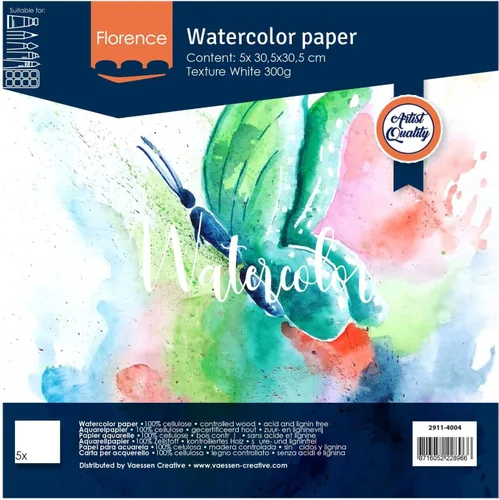 Miniatura 20 de Vaessen Creative VARTA Florence - Papel A4 para acuarela, 10 hojas para pintar, manuales, proyectos de arte y más, calidad artística, calidad