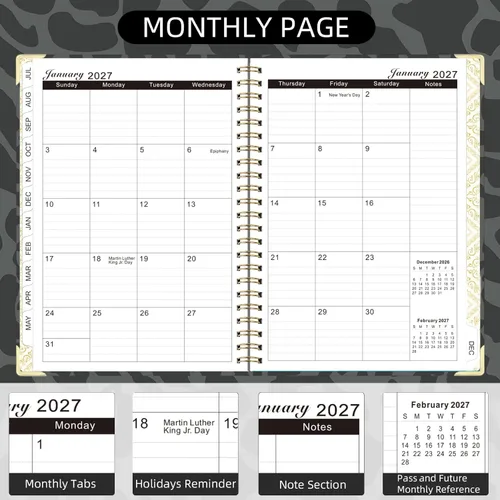 Miniatura 3 de 2026-2027 Planner, Jul.2026-Jun.2027 Planner Weekly and Monthly 6.25"x8.5" with Page Tabs, Calendar Hardcover with Inner Pocket, Elastic Band