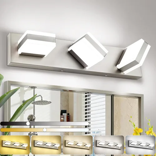 Miniatura 14 de SOLFART Luces de tocador de baño negras regulables LED modernas sobre el espejo, iluminación de baño negra para la pared del baño S8568 (5 luces)