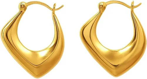 Miniatura 72 de Gempires - Aretes ligeros y gruesos, delicados y minimalistas, hipoalergénicos, chapados en oro, sin deslustre, diseño clásico, para uso diario