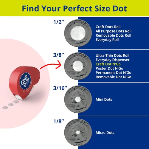Miniatura 7 de Glue Dots, Craft Dots Dot N' Go - Dispensador de doble cara, 3/8 pulgadas, 0.38 pulgadas, 200 puntos, cinta adhesiva para manualidades, puntos