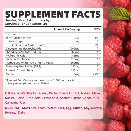 Miniatura 2 de softbear Gomitas de condroitina de glucosamina, sin azúcar, glucosamina condroitina, MSM, suplemento con cúrcuma de saúco que apoya la salud