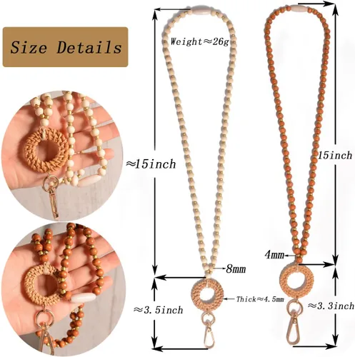 Miniatura 2 de Cordones de identificación para profesores, cuentas de madera y polímero con clips resistentes, regalo para familiares, amigos y colegas