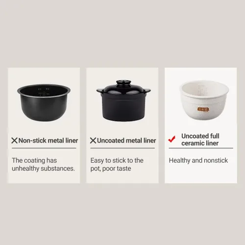 Miniatura 7 de Joydeem Arrocera de cerámica FD20S-W, 4 tazas de ollas de arroz sin cocer con olla interior de cerámica pura, inicio de oferta las 24 horas, 2 L