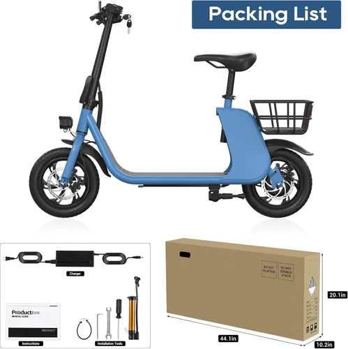 Miniatura 9 de RIDWIND Electric Scooter with Seat for Adults, 450W Motor Foldable E Scooter for Adults with LCD Display,15.5MPH, 20 Miles Range, Max Load 265LB