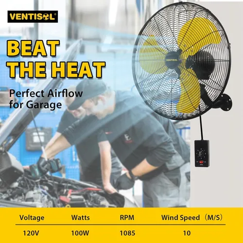 Miniatura 5 de VENTISOL Ventilador de pared oscilante de alta velocidad de 18 pulgadas, 3 velocidades, 4,200 CFM, oscilación de 90 grados para el hogar, talleres