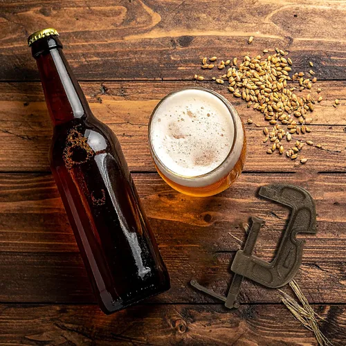 Miniatura 4 de Abrebotellas de cerveza con abrazadera en C de metal, herramienta de barra de hierro fundido de mano para decoración del hogar, cocina, garaje