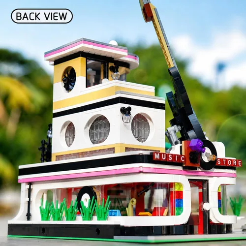 Miniatura 5 de General Jim's Tienda de música y lavado de autos Street View Modular City Building Block Set, 2,168 piezas con kit de luz Juguetes y ladrillos GJ