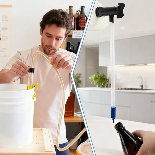 Miniatura 2 de Sifón automático de 3/8 pulgadas con varita de embotellado de 3/8 pulgadas, caña, cerveza, vino, cerveza casera, 5.5 pies, abrazadera de tubo