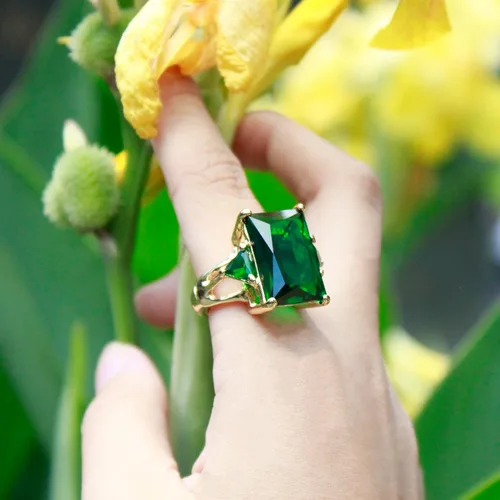 Miniatura 4 de Lavencious Anillos grandes y radiantes con piedras CZ elásticas para mujer, talla 7-9