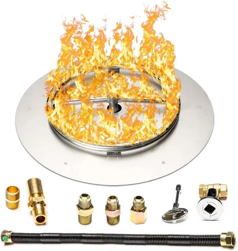 Miniatura 17 de Kit de quemador de acero inoxidable y anillo Pro con encendido por chispa para fogatas de gas natural, sartén de 36 pulgadas, anillo de quemador