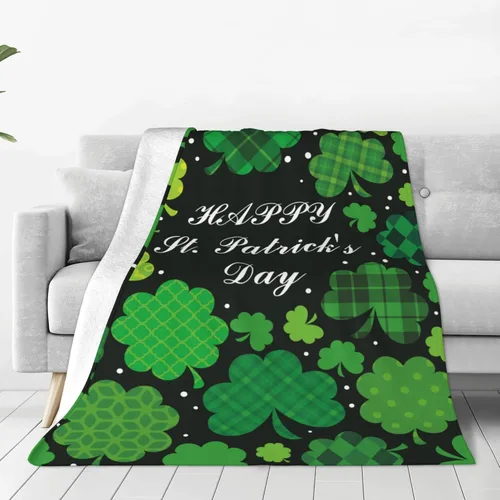 Miniatura 31 de Manta del día de San Patricio, manta decorativa de tréboles verdes irlandeses para primavera, 40 x 50 pulgadas, manta de franela suave para viajes