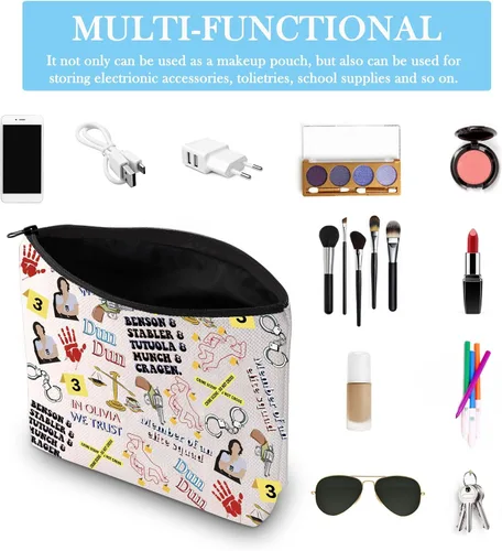 Miniatura 3 de GJTIM Serie de TV Fans Regalo Cremallera Bolsa Ley Detective Equipo de TV Show Mercancía Bolsa de Maquillaje, Beige