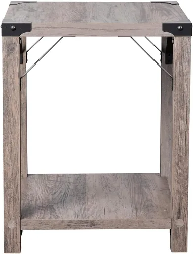 Miniatura 6 de Flash Furniture Wyatt - Mesa auxiliar moderna de 2 niveles, marco de madera de ingeniería gris lavado, soportes laterales entrecruzados de metal