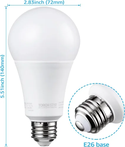 Miniatura 6 de TORCHSTAR Bombillas LED A21 regulables, CRI 80, bombilla LED superbrillante equivalente a 150 W, 22 W, certificación UL y Energy Star, 25,000 horas