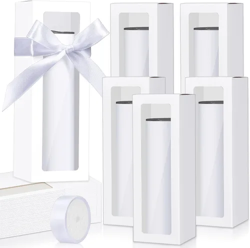 Miniatura 17 de Honoson Caja de regalo de 24 vasos con cinta para sublimación, cajas de exposición de vidrio transparente para vasos de 12 onzas, 16 onzas, 20 Negro