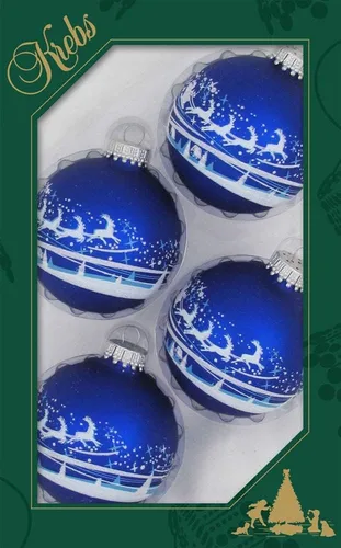 Miniatura 12 de Adornos de árbol de Navidad de vidrio - 67 mm/2.625" [4 piezas] Bolas decoradas de Adornos navideños sin costuras para colgar de Christmas by Krebs