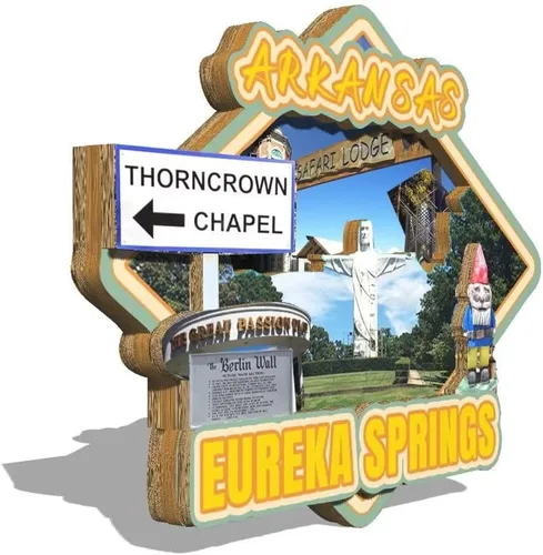 Miniatura 2 de Eureka Springs - Imán de madera para nevera, diseño de Arkansas USA en 3D, recuerdos coleccionables, decoración hecha a mano