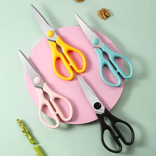 Miniatura 2 de Tijeras de cocina negras y grises, tijeras de cocina Rkqoa de alta resistencia, tijeras aptas para lavavajillas, suministros esenciales de cocina