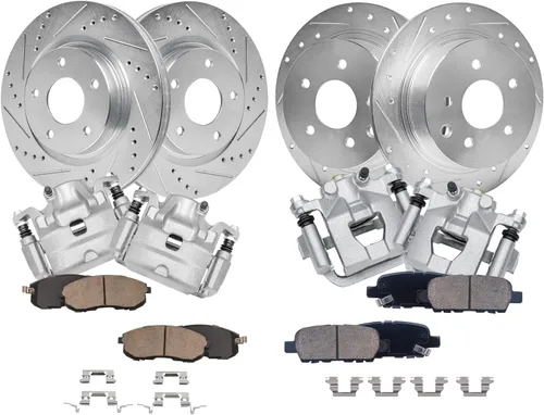 Miniatura 40 de Detroit Axle - 4 rotores de freno para Chevrolet Cruze Volt Orlando Verano, rotores de freno de disco perforados y ranurados de repuesto : rotor
