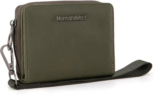 Miniatura 14 de Cartera de pulsera pequeña Montana West para mujer con forro de bloqueo RFID, ligera y fácil de llevar, Un negro, Pequeña