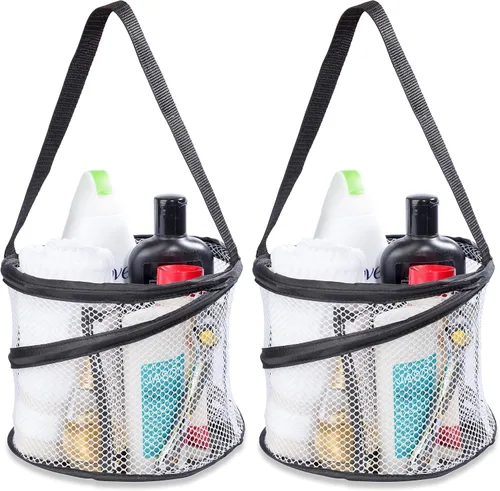 Miniatura 16 de Organizador personal de baño de 8" x 6", con 3 compartimientos grandes para organizar accesorios y con un agujero de drenaje en la parte inferior